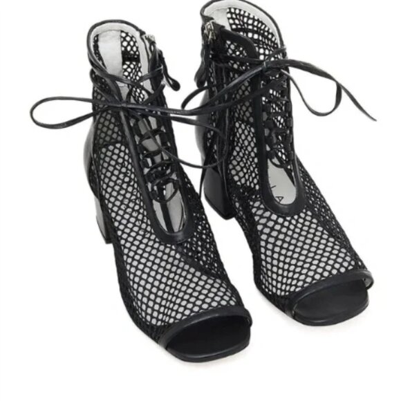 Daniella Shevel NOLA Mesh Leather Open Toe Bootie Heel 40 - Picture 2 of 7